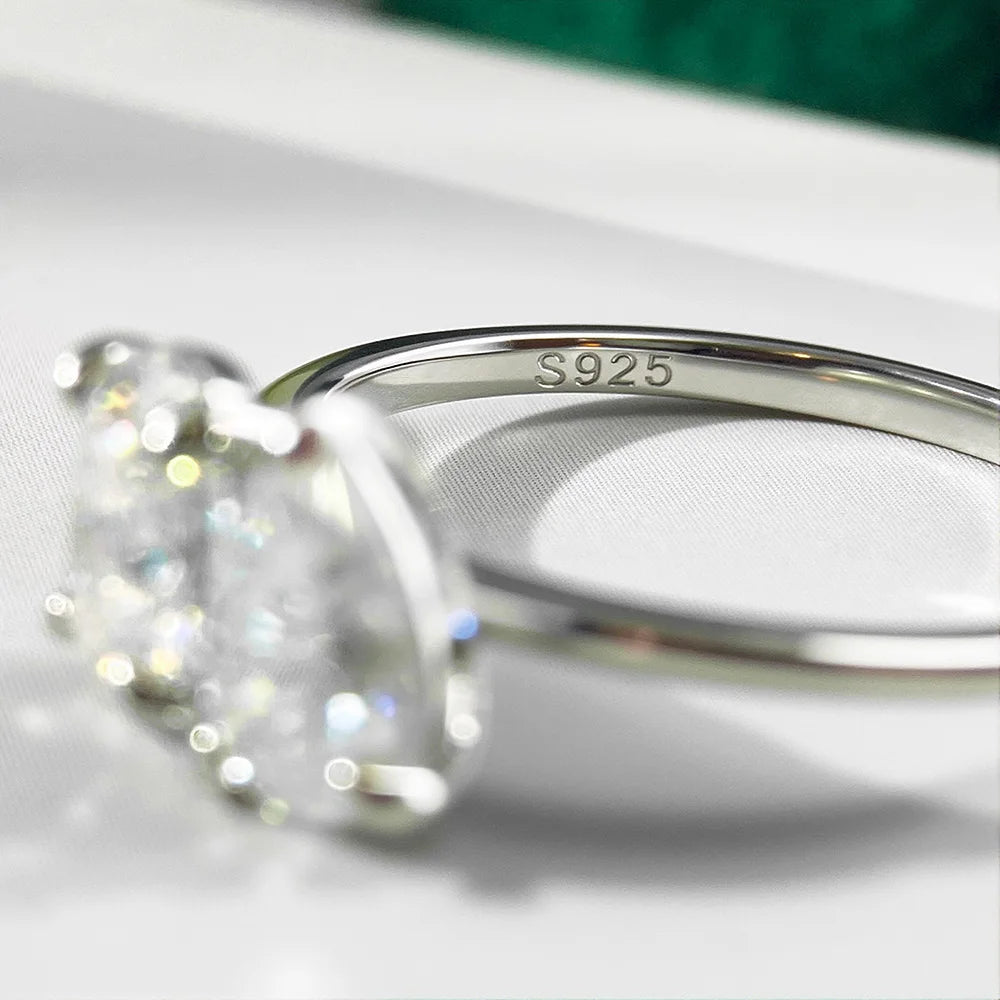 OEVAS Two Stones Pear Cut Moissanite Rings S925 Silver Plated 18K Gold Toi Et Moi Wedding Band For Women Engagement Fine Jewelry