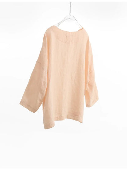 Plus-Size Women's Clothing~Hemp Long-Sleeved Shirt, Casual Sun-Protective Top, New Spring/Summer 2026 Style