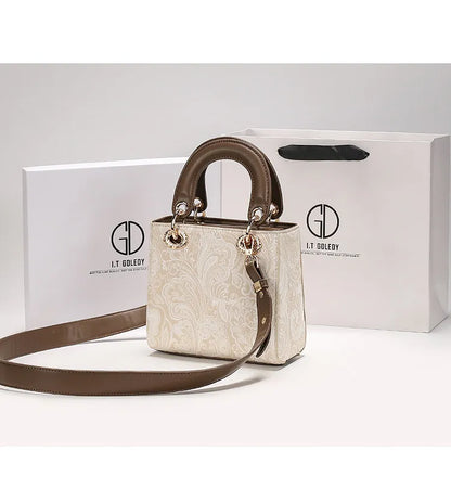 Luxury and Versatile Handheld Square Bag with Delicate Embroidery and High Quality Metal Pendant Women New Fashion Crossbody Bag