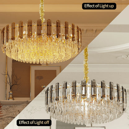 Modern K9 Crystal Chandelier Round Ceiling Fixtures Pendant Lights Living Room Bedroom