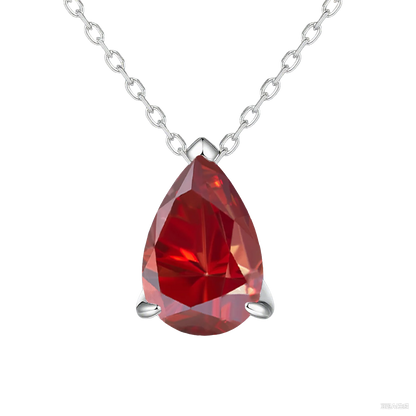TY Certified 1CT 2CT Pear Cut D VVS1 Moissanite Necklace for Women 18k Gold Plated Jewelry 100% Sterling Silver 925 Pendant