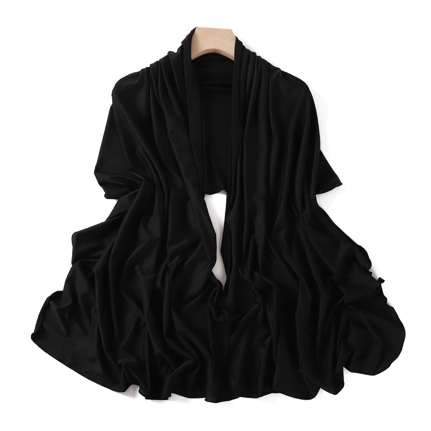 Luxury Wavy Edge Jersey Hijab for Women Solid Color Milk Silk Scarf Headscarf Autumn Shawl Stretchy Chiffon Scarf Ramanda