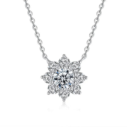 KNOBSPIN Moissanite Necklace Flower Pandent GRA Certified s925 Sterling Silver Plated 18k White Gold Fashion Necklaces for Women