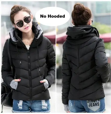 Winter Jacket for Women Tops Womens Parkas Thicken Outerwear Solid Coats Short Female Slim Cotton Padded Basic Clothing