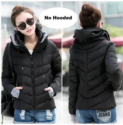 Winter Jacket for Women Tops Womens Parkas Thicken Outerwear Solid Coats Short Female Slim Cotton Padded Basic Clothing