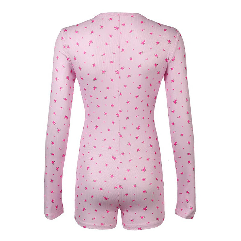 Women's Short Jumpsuits Slim Fit Stretch One Piece Yoga Playsuits Romper Sexy Fitness Female Pink GYM O Neck Bottons Sportwears