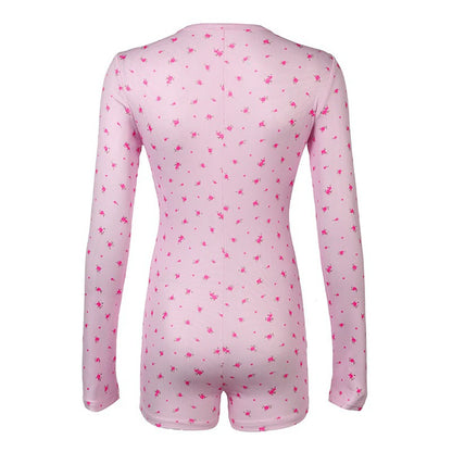 Women's Short Jumpsuits Slim Fit Stretch One Piece Yoga Playsuits Romper Sexy Fitness Female Pink GYM O Neck Bottons Sportwears