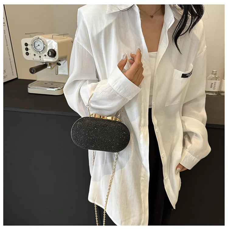 Luxury Sequined Hand-held Dinner Bag, Elegant Style Bag, High-end Chain Single-shoulder Crossbody Bag, Handbag for Wedding Party
