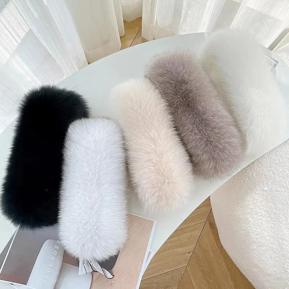 Luxury Winter Neck Warmer Fox Fur Scarf Thickened Natural Fur Collar Scarf  Fluffy Fur Shawl Magnetic Buckle Real Fur Scarves
