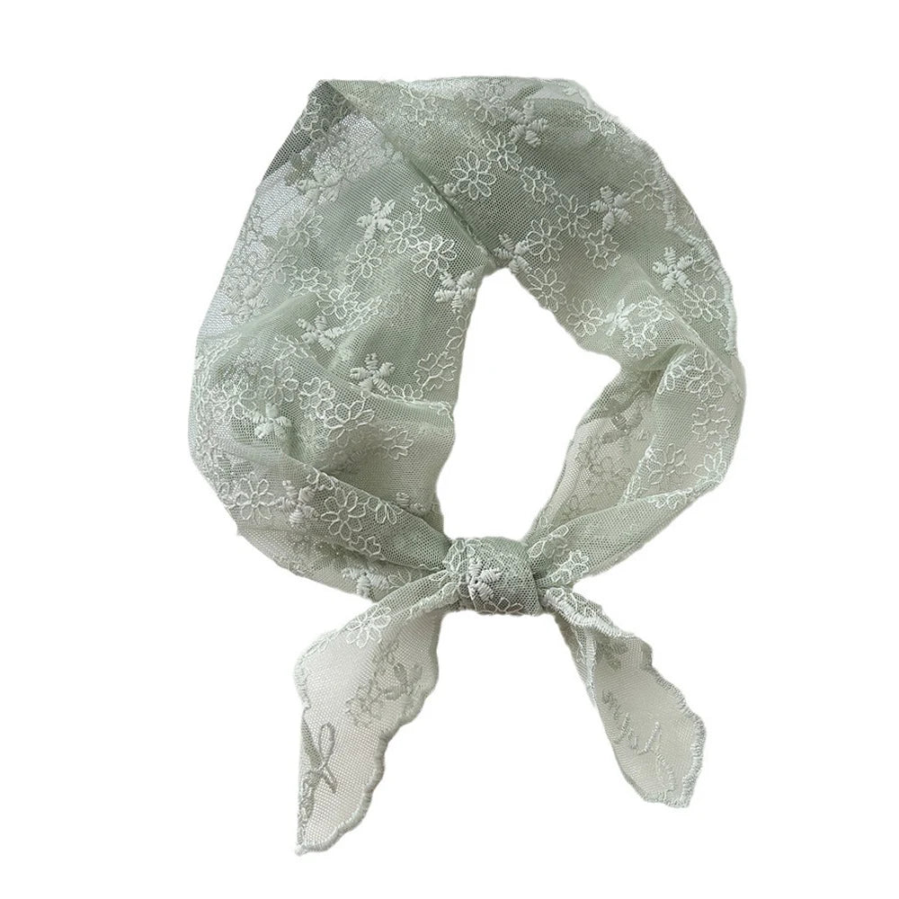 INS Lace Hair Scarf Women Korean Triangle Hair Band Travel Photo Headband Sunscreen Headscarf Girls Linen Cotton Neckerchief