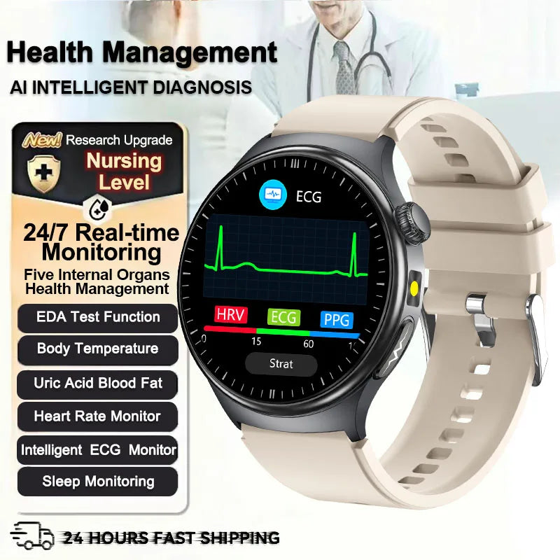 2026 New Health Sport ECG AI Diagnosis Smart Watches Men Heart Rate Blood Pressure IP68 Waterproof Smartwatches For Men Women