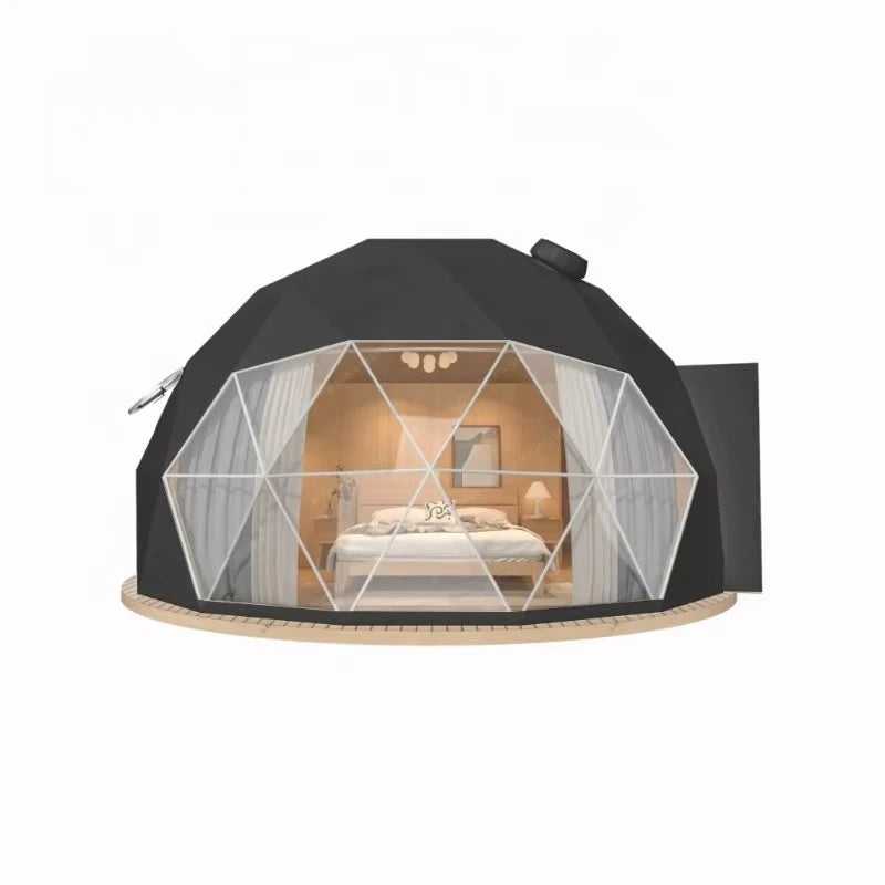 Luxury Geodesic Dome Tent Kit, PVC Canvas Steel Frame Igloo House, Outdoor Glamping Hotel Tent for Resort Garden
