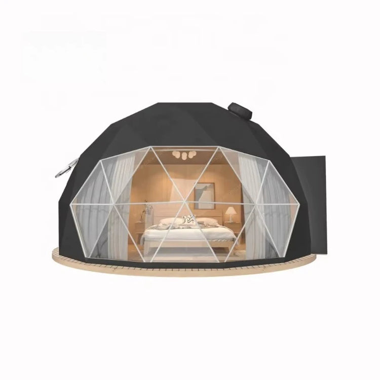Luxury Geodesic Dome Tent Kit, PVC Canvas Steel Frame Igloo House, Outdoor Glamping Hotel Tent for Resort Garden