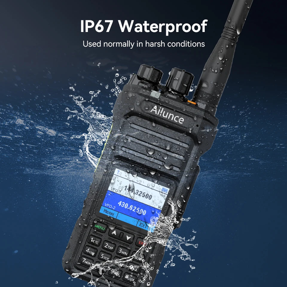 Retevis Ailunce HA1UV Ham Radio IP67 Waterproof Long Range 2800mAh Dual Band Two Way Radio Rechargeable Handheld Walkie Talkie