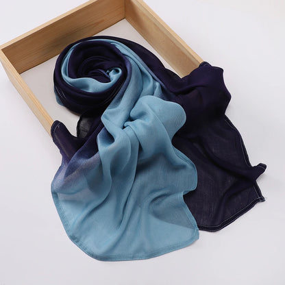 New Gradient Color Hijab Two Color Scarf Tie-Dye Cotton Shawls Muslim Women Wraps Headband Islamic Turban Foulard