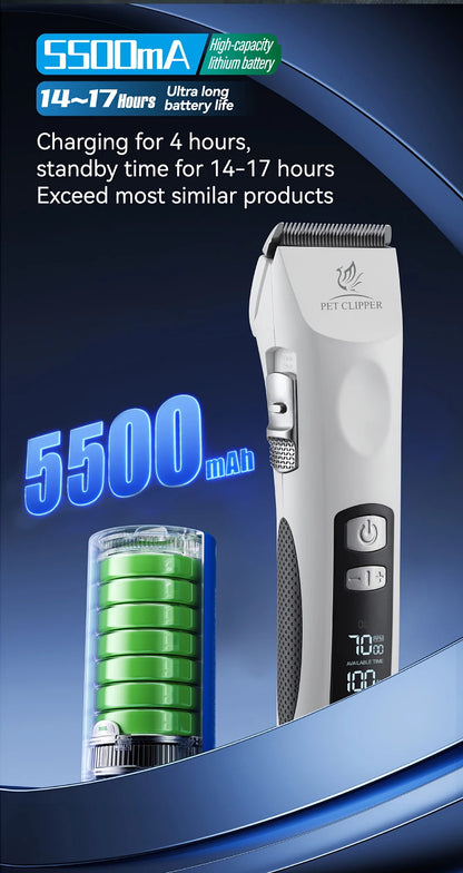 Fenice Cordless Rechargeable Pet Clipper Low Noise Professional Pet Hair Cutting Machine Grooming Trimmer Shaver Kit for Animals