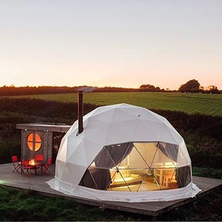 Trade Show Tent 8m Diameter Igloo Geodesic Dome Steel Structure Camping Tent Hotel Luxury Dome House Glamping Round Dome Tent