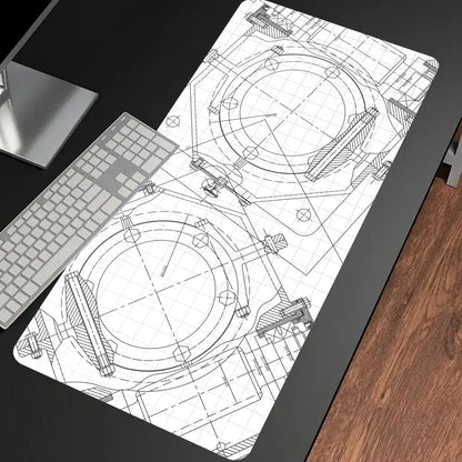 Mechanical Drawing Mouse Pad Gaming Accessory Large HD Mousepad XXL MousePad Natural Rubber Carpet Non-Slip Table Mat Office Rug