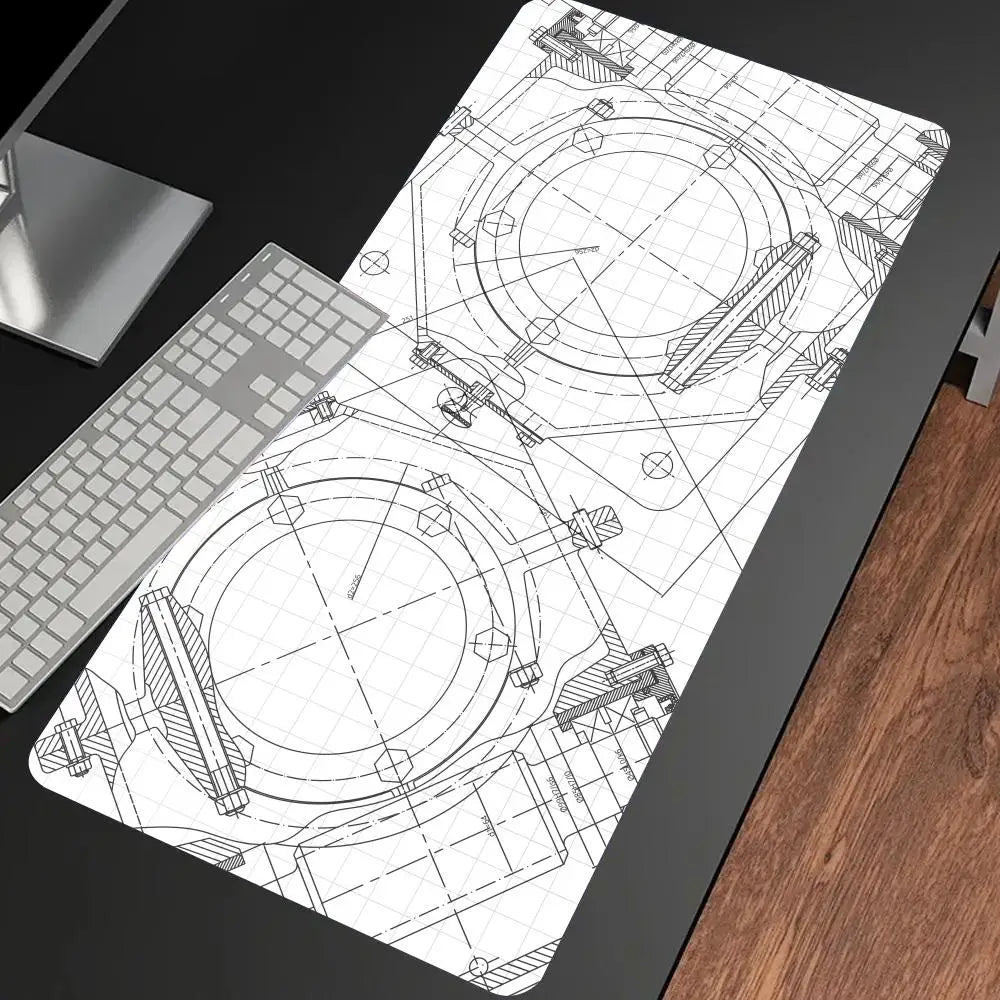 Mechanical Drawing Mouse Pad Gaming Accessory Large HD Mousepad XXL MousePad Natural Rubber Carpet Non-Slip Table Mat Office Rug