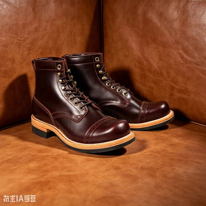 Hand Welt Goodyear Autumn/winter British Calf Leather Men Ankle Boot Lace-up Man Hot Trend Top Fashion Outdoor Climbing Boots