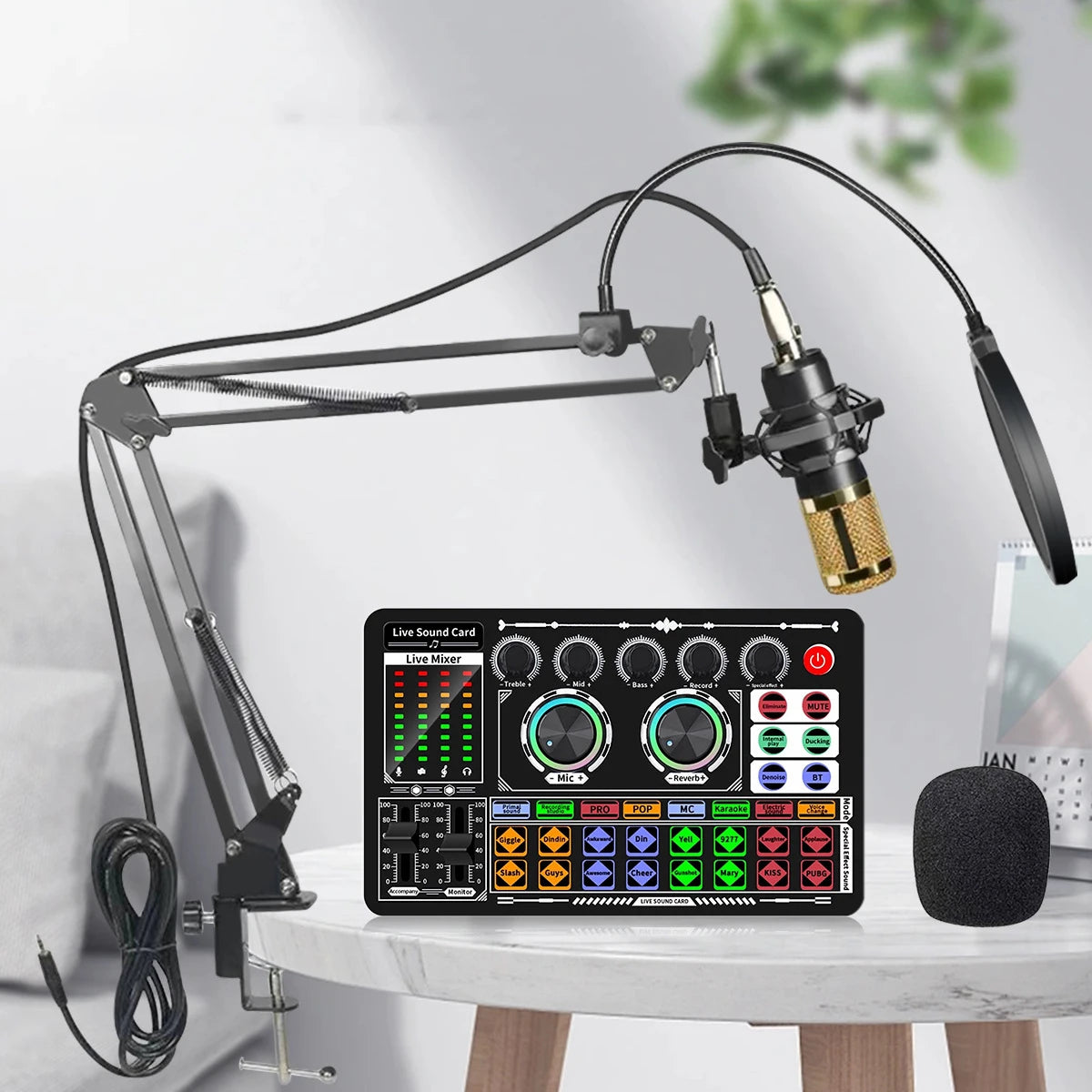 Professional Live Sound Card Podcast Equipment Bundle,with Microphone Set Device,Music/Recording Live Streaming For DJ Disco