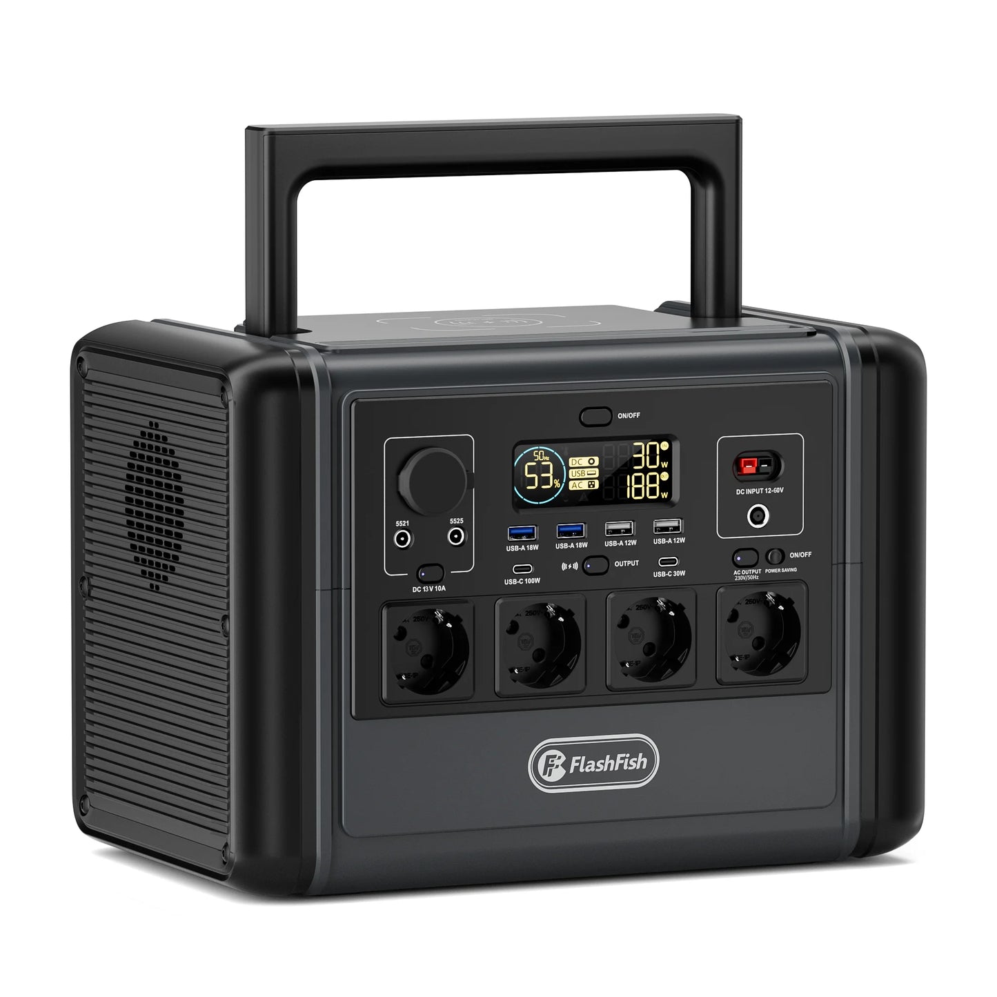 T1200S Portable Power Station FlashFish T1200S 768Wh 1200W LiFePO4 Solar Generator, PD Fast Charge Wireless Charging Outdoor Emergency Battery Pack