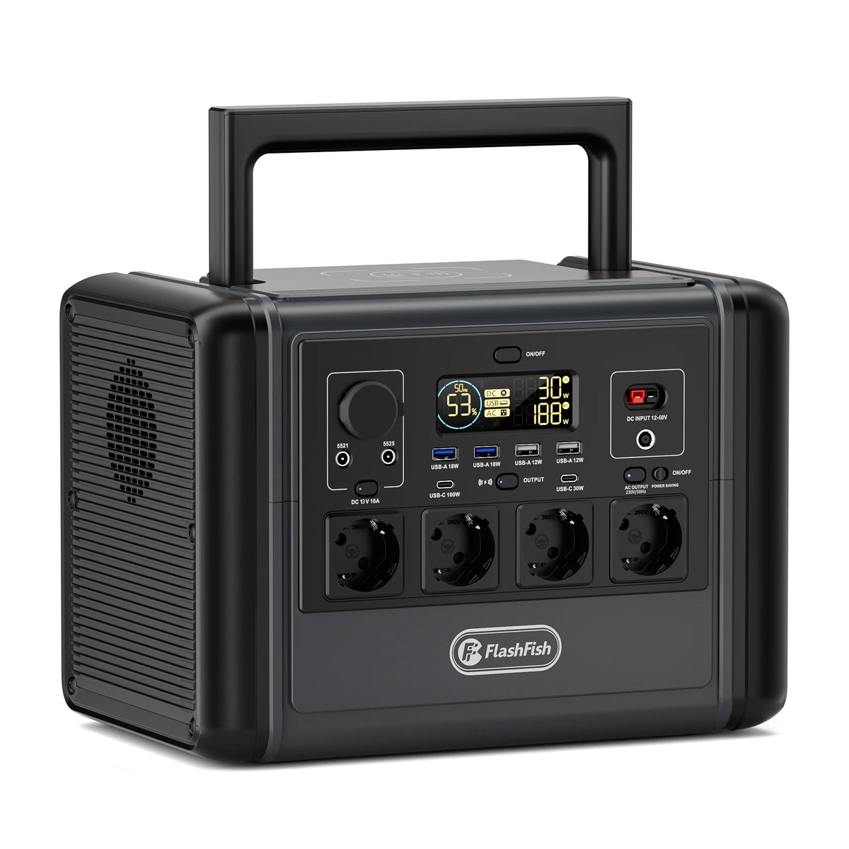 T1200S Portable Power Station FlashFish T1200S 768Wh 1200W LiFePO4 Solar Generator, PD Fast Charge Wireless Charging Outdoor Emergency Battery Pack