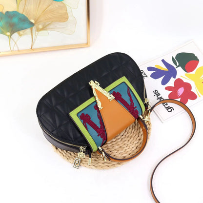 Luxury Women's Bag with V Ladies Leather Handbag Female Shoulder Bag Diamonds Crossbody Luxury Handbags Women Embroidery Bags