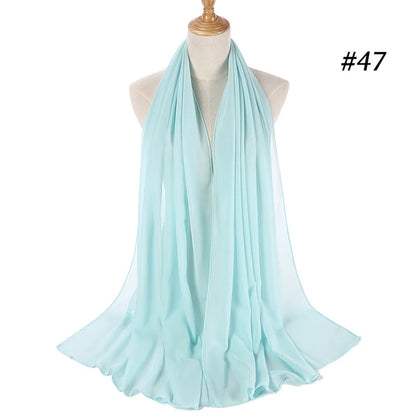 Muslim Chiffon Hijab Women Bubble Chiffon Scarf For Women Ladies Veil Muslim Islam Solid Color Malaysia Musulman Wrap Scarves