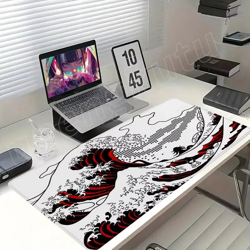 VIKAMA Large Mouse Pad Great Wave off Kanagawa Design Non-Slip Gaming Desk Mat for Office And Gaming Desktop Decoration