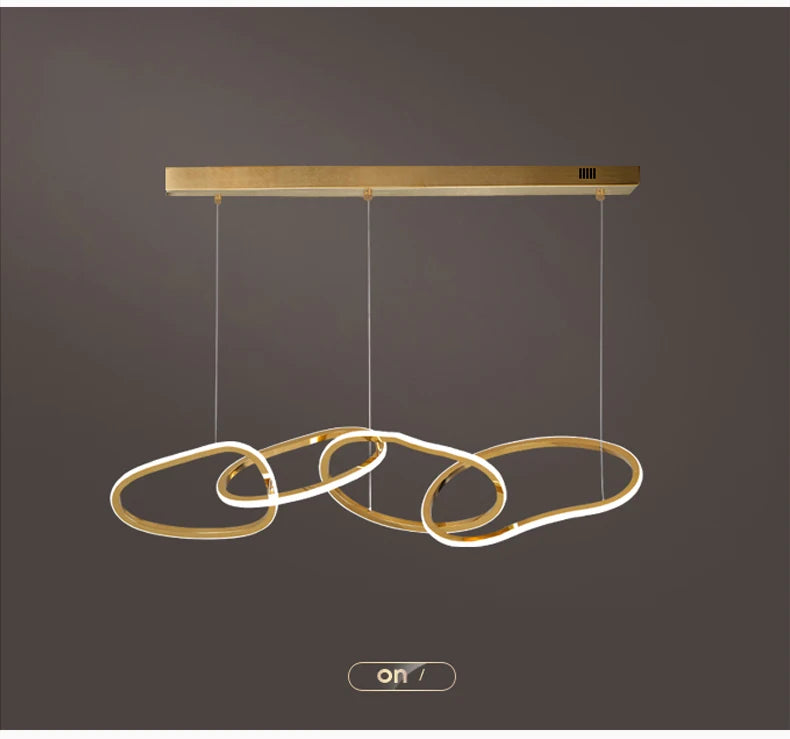 Modern Rose Gold LED Chandeliers Ligthing Nordic Lustre Home Decor Circle Rings Chandelier Hanging Pendant Lights Fixtures