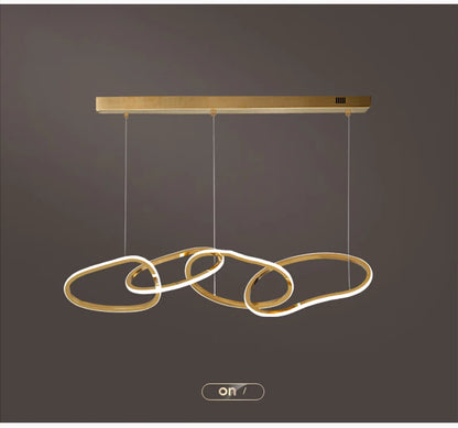 Modern Rose Gold LED Chandeliers Ligthing Nordic Lustre Home Decor Circle Rings Chandelier Hanging Pendant Lights Fixtures