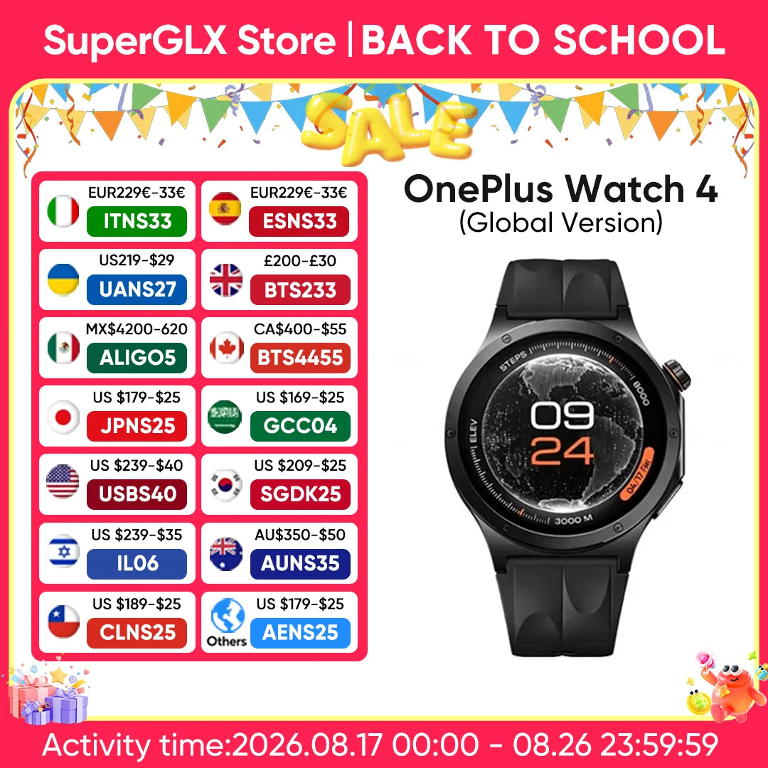 Global Version OnePlus Watch 4 Smart Watch 1.50'' AMOLED Display Snapdragon W5 Processor Up to 16 Days of Battery Life Wear OS