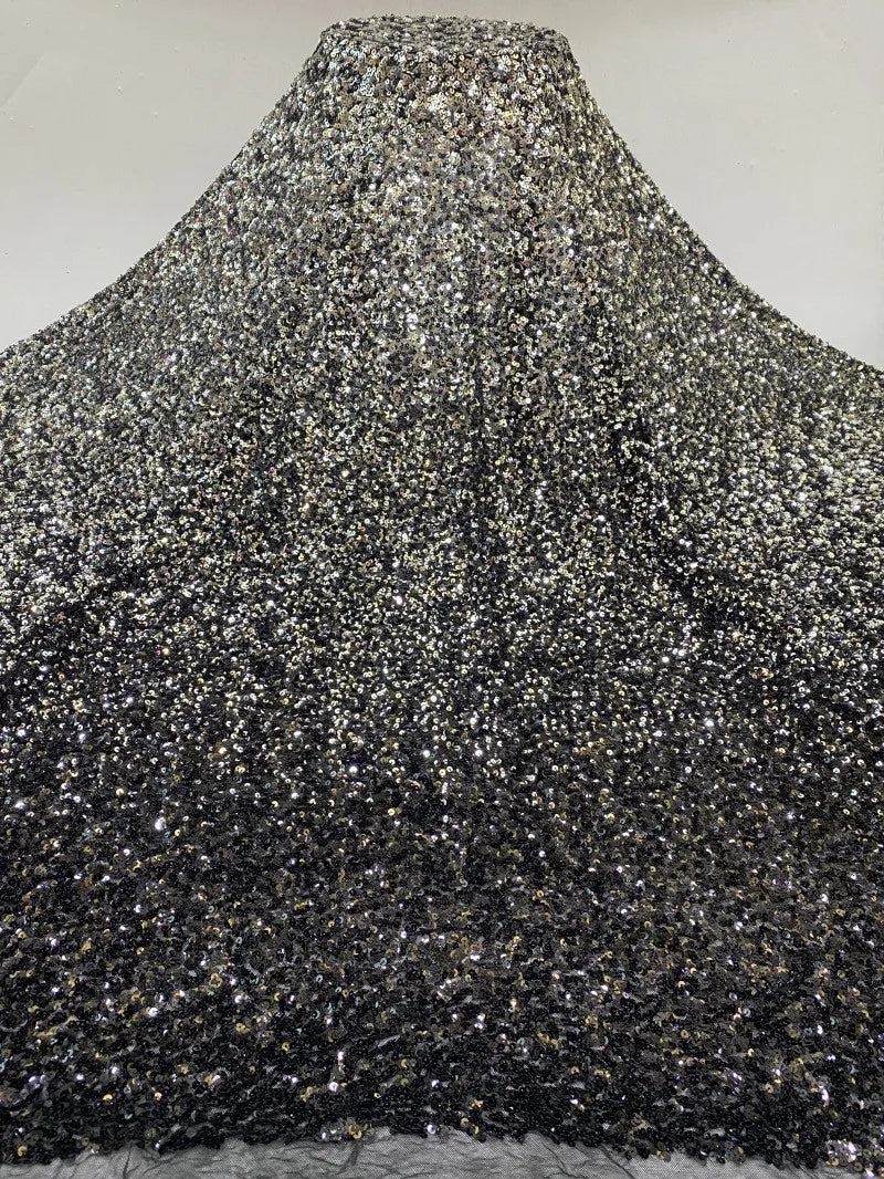 Gradient Sequins Embroidered Stretch Tulle Fabric for DIY Sewing Evening Dress Garment Accessories Clothing Fashion Cloth