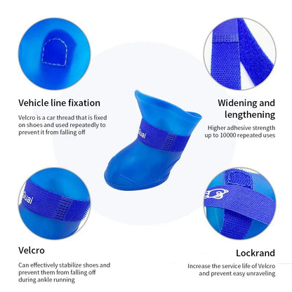 4Pcs Pet WaterProof Rainshoe Anti-slip Rubber Boot For Small Medium Large Dogs Cats Outdoor Shoe Dog Ankle Boots Pet Accessories