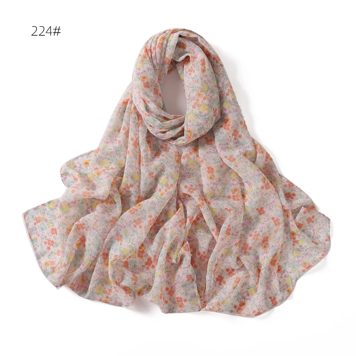 66 Colors Pearl Chiffon Printed Hijab Scarf New Fresh Small Floral Polka Dot Sunscreen Silk Scarf Shawl Turbans for Women Hijabs