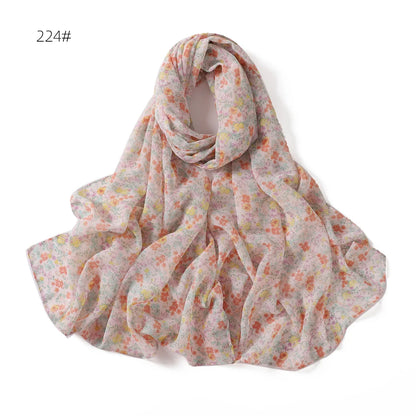 66 Colors Pearl Chiffon Printed Hijab Scarf New Fresh Small Floral Polka Dot Sunscreen Silk Scarf Shawl Turbans for Women Hijabs