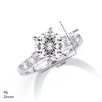18K white gold and platinum PT950 firework cut ring for women 3 carat luxury full set six claw diamond ring moissanite ring