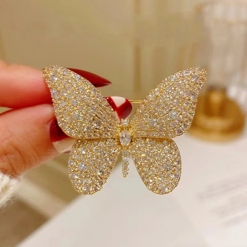 Elegant Crystal Bauhinia Brooches for Women Fashion Rhinestone Bouquet  Brooch Wedding Jewelry Clothing Coat Lapel Pins