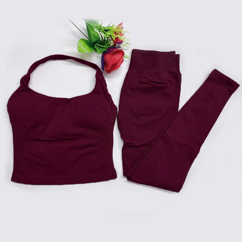 two pieces yoga outfits DF impact gym clothing fitness pants set DFNNYE woman Halter Top sports leggings Gym workout sets