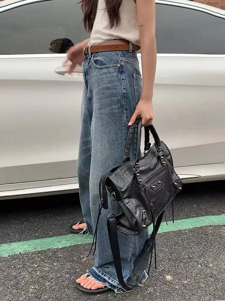 2026 Trendy Motorcycle Bags Women's City Tote Bag Y2k Classic Street Fashionable Shoulder Pu Leather Crossbody Handbag