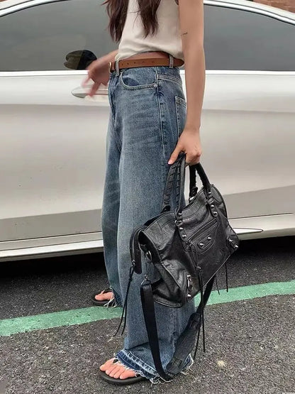 2026 Trendy Motorcycle Bags Women's City Tote Bag Y2k Classic Street Fashionable Shoulder Pu Leather Crossbody Handbag