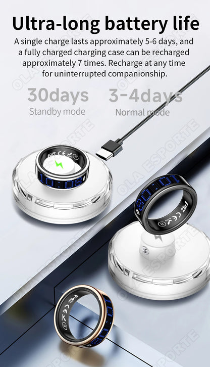 2026 Smart Ring with Touch Display Screen, Wireless Charging, Health Manager, 5 ATM Waterproof For Men Women Smart Rings R12 R08