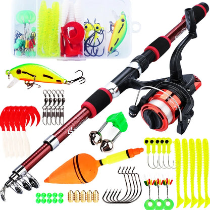 Sougayilang 1.8M Spinning Fishing Rod and Reel Combo 5.2:1 Telescopic Rod with 3BB Fishign Reel Max Drag 5kg Full Fishing Kit