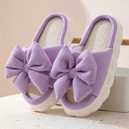 Platform Women's Slippers Home Bowknot Luxury Designer Shoes Girl Indoor Spring Summer Trend Footwear Flat Casual Elegant Slides