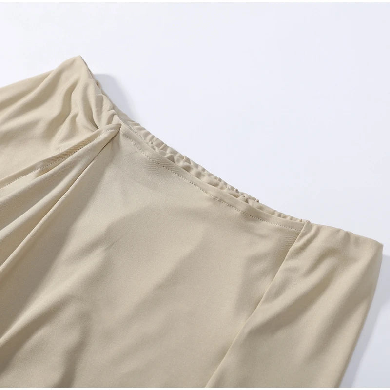 Fashion Elegant Casual Top Skirt Sets High Neck Loose Crop Shirt Irregular Pleated Hem Long Skirt 2026 New Lady Commuter Outfits