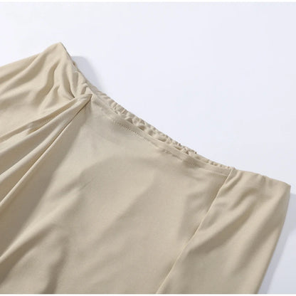 Fashion Elegant Casual Top Skirt Sets High Neck Loose Crop Shirt Irregular Pleated Hem Long Skirt 2026 New Lady Commuter Outfits