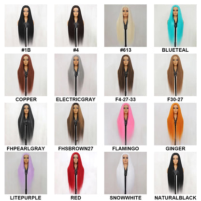 40 Inch Synthetic Lace Front Wigs For African Women T Part Lace High Temperature Fiber Straight Lace Wigs For Afro Female