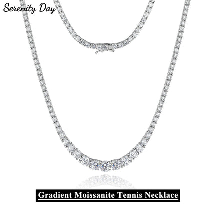 Serenity Gradient D Color Moissanite Tennis Necklace For Women Man 925 Sterling Sparkling Neck Chain Wedding Bridal Fine Jewelry