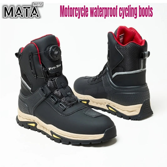 Motorcycle Men Boots Waterproof Breathable Anti-fall Rider Road Racing Casual Boot Gear Shift Rubber Sole Reflective Bike Shoes